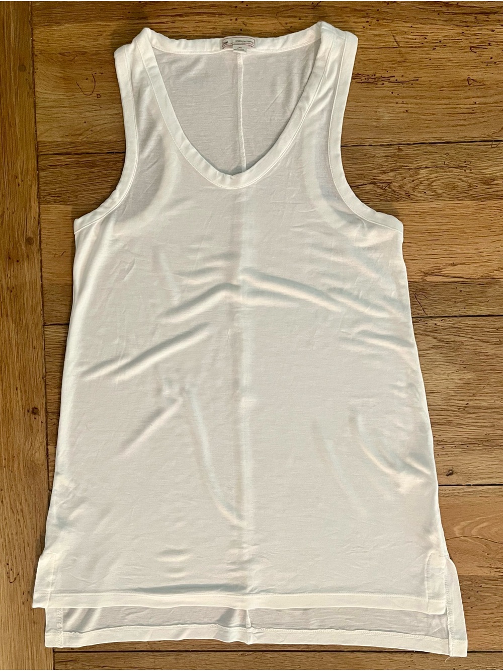 GAP White V-Neck Long Tank Top